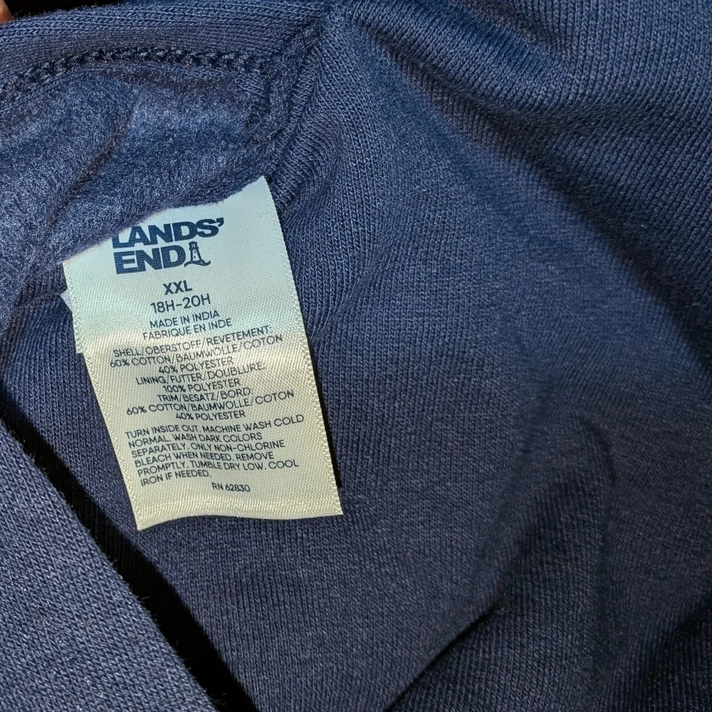 Lands End Kid's Husky Reversible Sherpa Fleece Hoodie - Picture 6 of 9